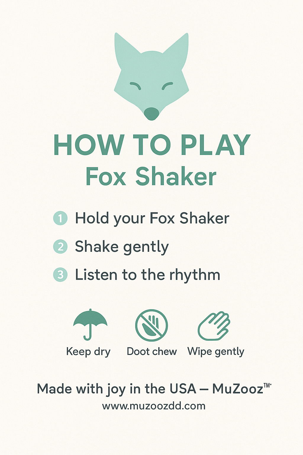 MuZooz™ 3D-Printed Fox Bust Music Shaker – Eco-Friendly PLA Sculpture