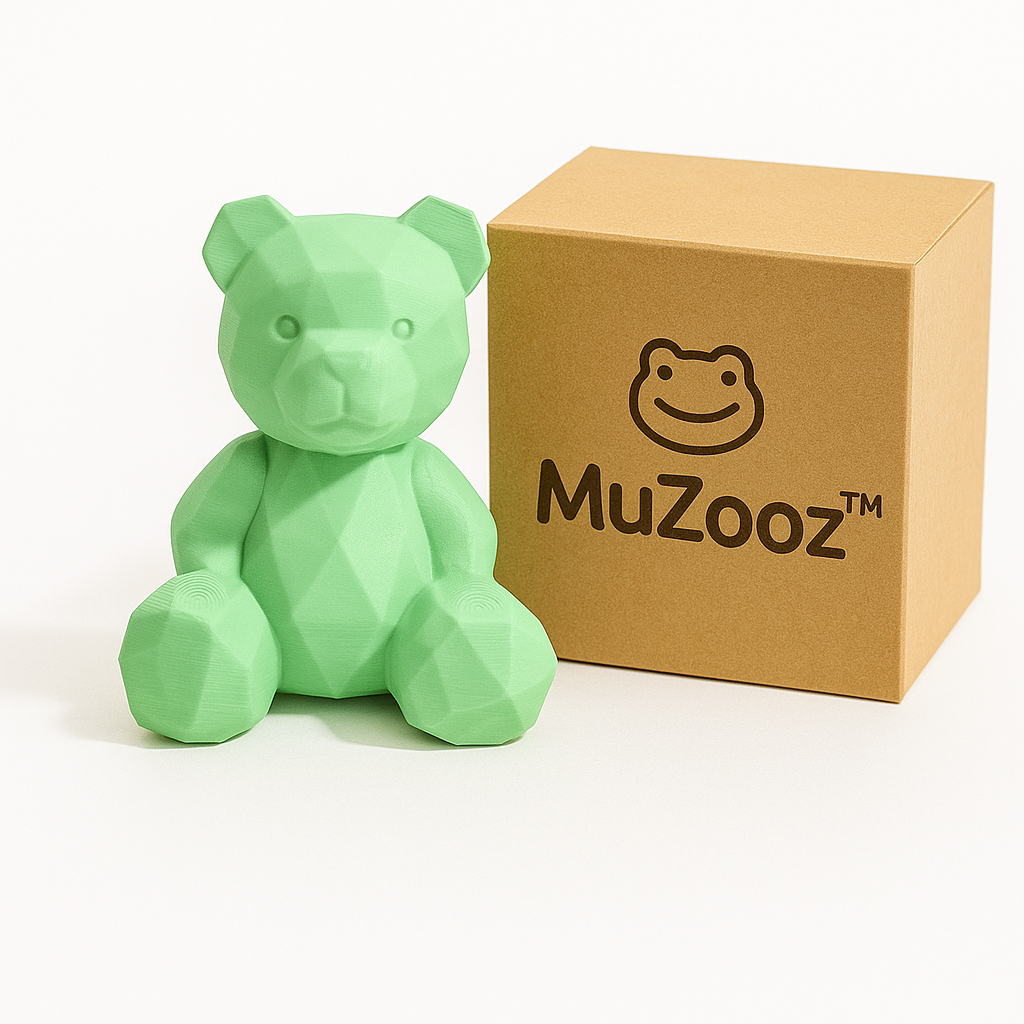 3D Printed Bear Shaker – Mint Green | Handcrafted Musical Instrument Toy by MuZooz™