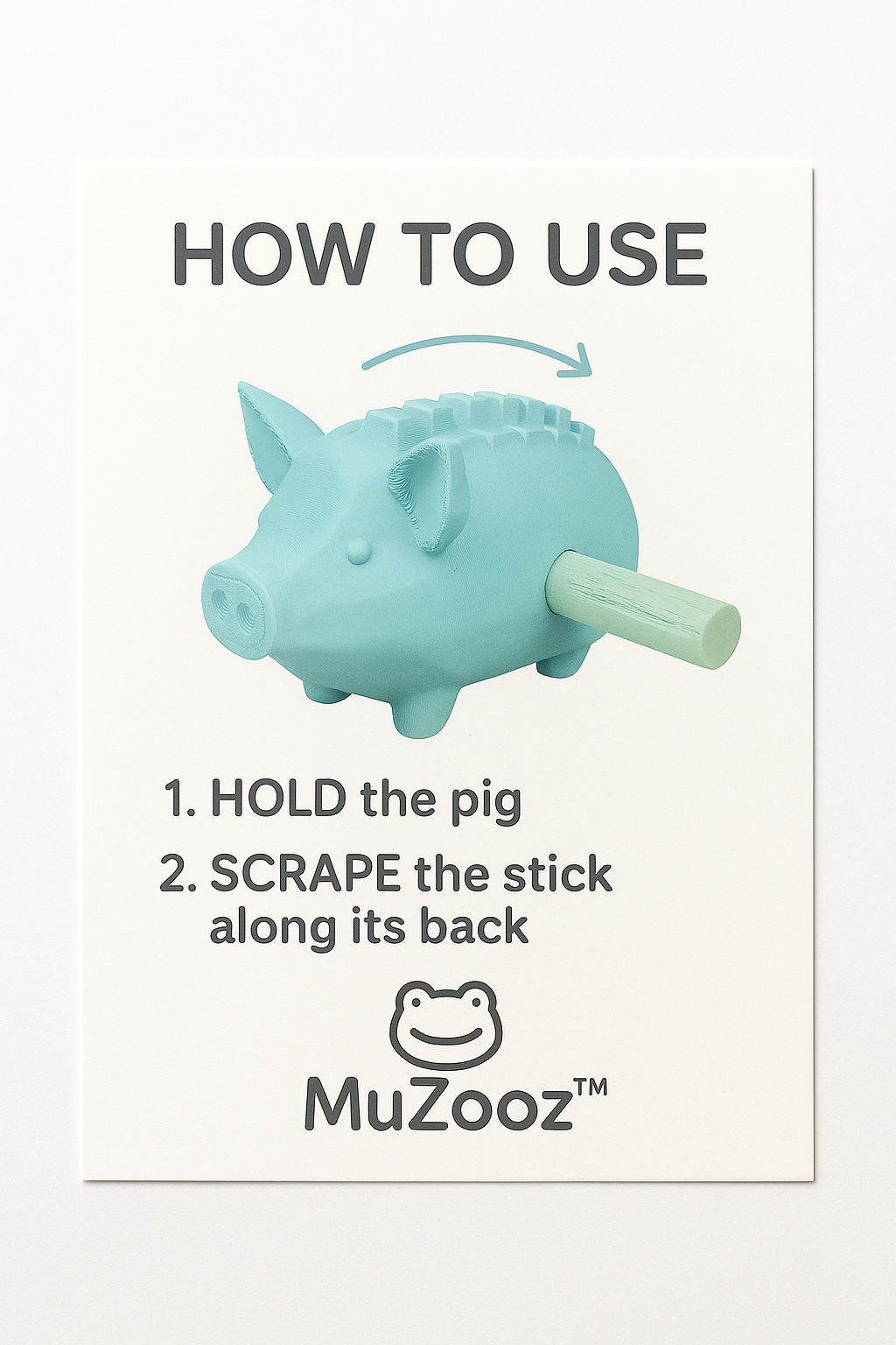 MuZooz™ Pig Guiro – 3D Printed Musical Animal